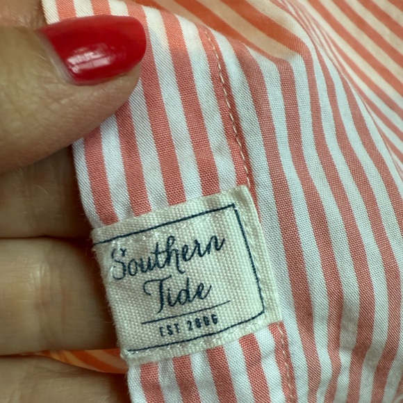 Southern Tide Cam Stripe Poplin Dress in Peach Parfait - Picture 12 of 13